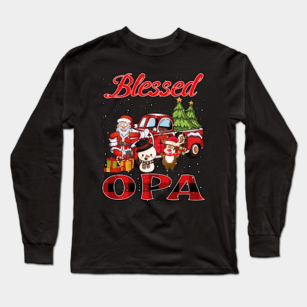 Blessed Opa Red Plaid Christmas Long Sleeve T-Shirt by intelus